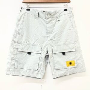 Forever 21 Men's Light Gray Sun Patch Graphic Cargo Shorts Size 29